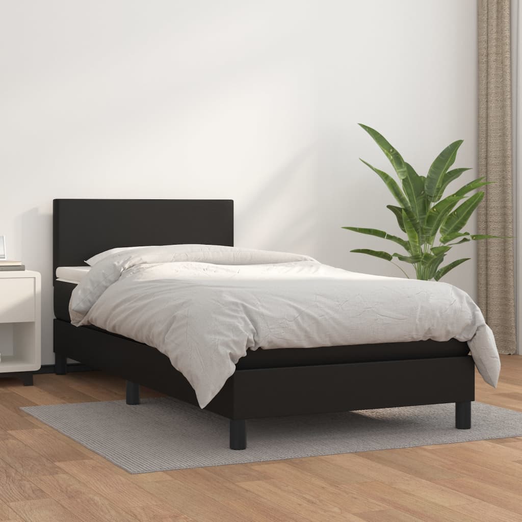Box spring postel s matrací černá 100x200 cm umělá kůže