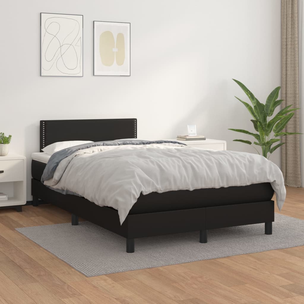 Box spring postel s matrací černá 120 x 200 cm umělá kůže