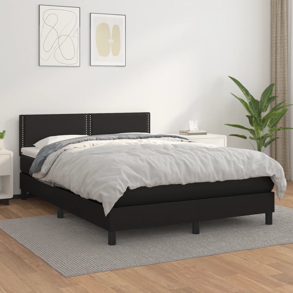 Box spring postel s matrací černá 140x200 cm umělá kůže