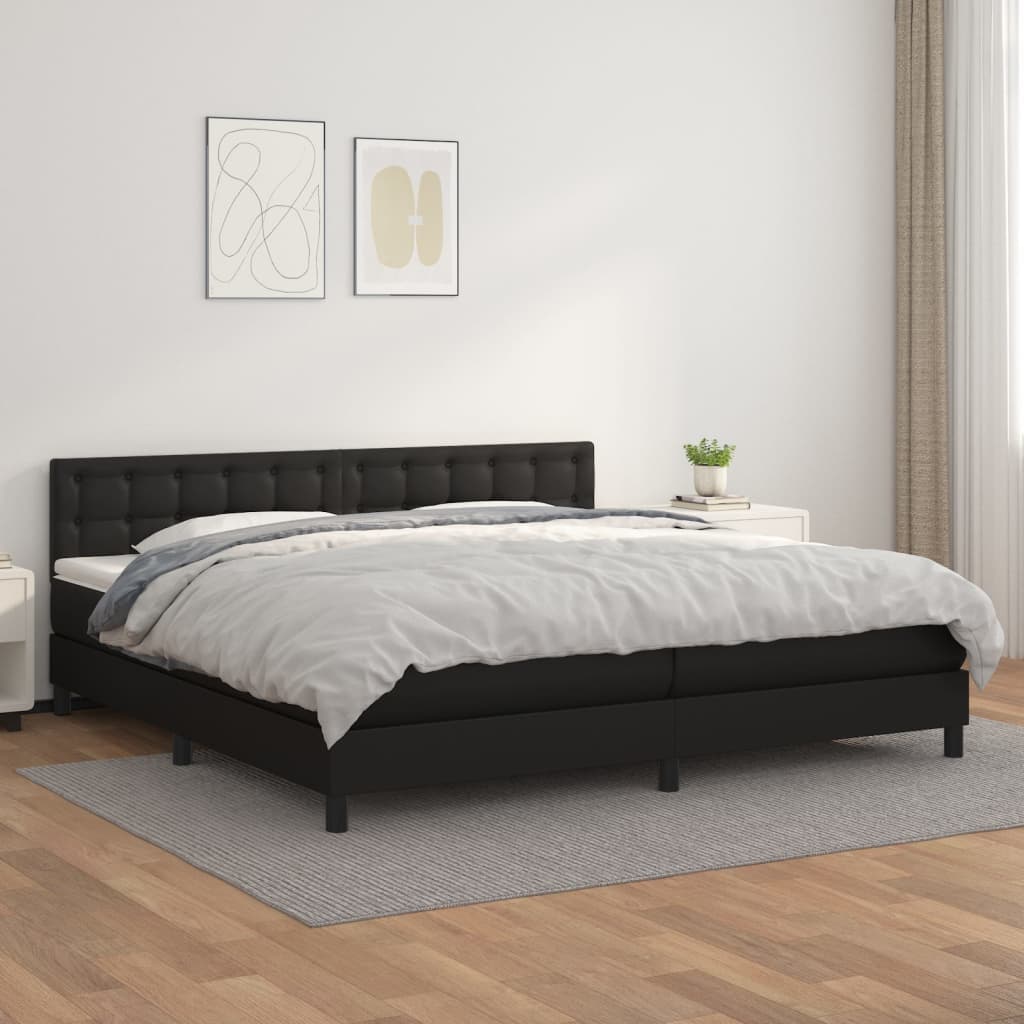 Box spring postel s matrací černá 200x200 cm umělá kůže