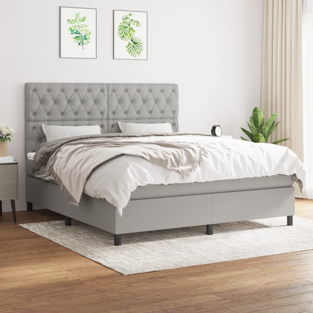 Box spring postel s matrací světle šedá 160 x 200 cm textil