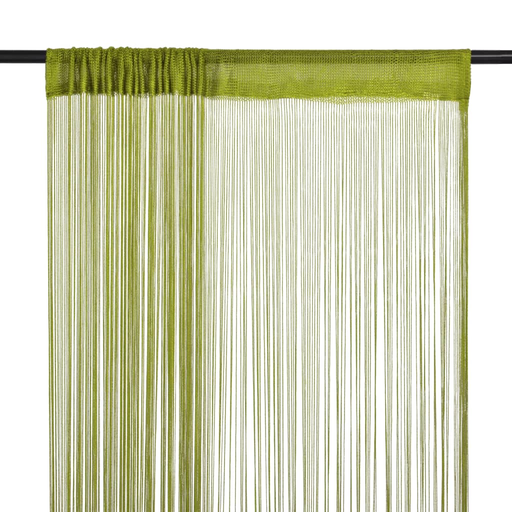 Provázkové záclony, 2 ks, 140x250 cm, zelená