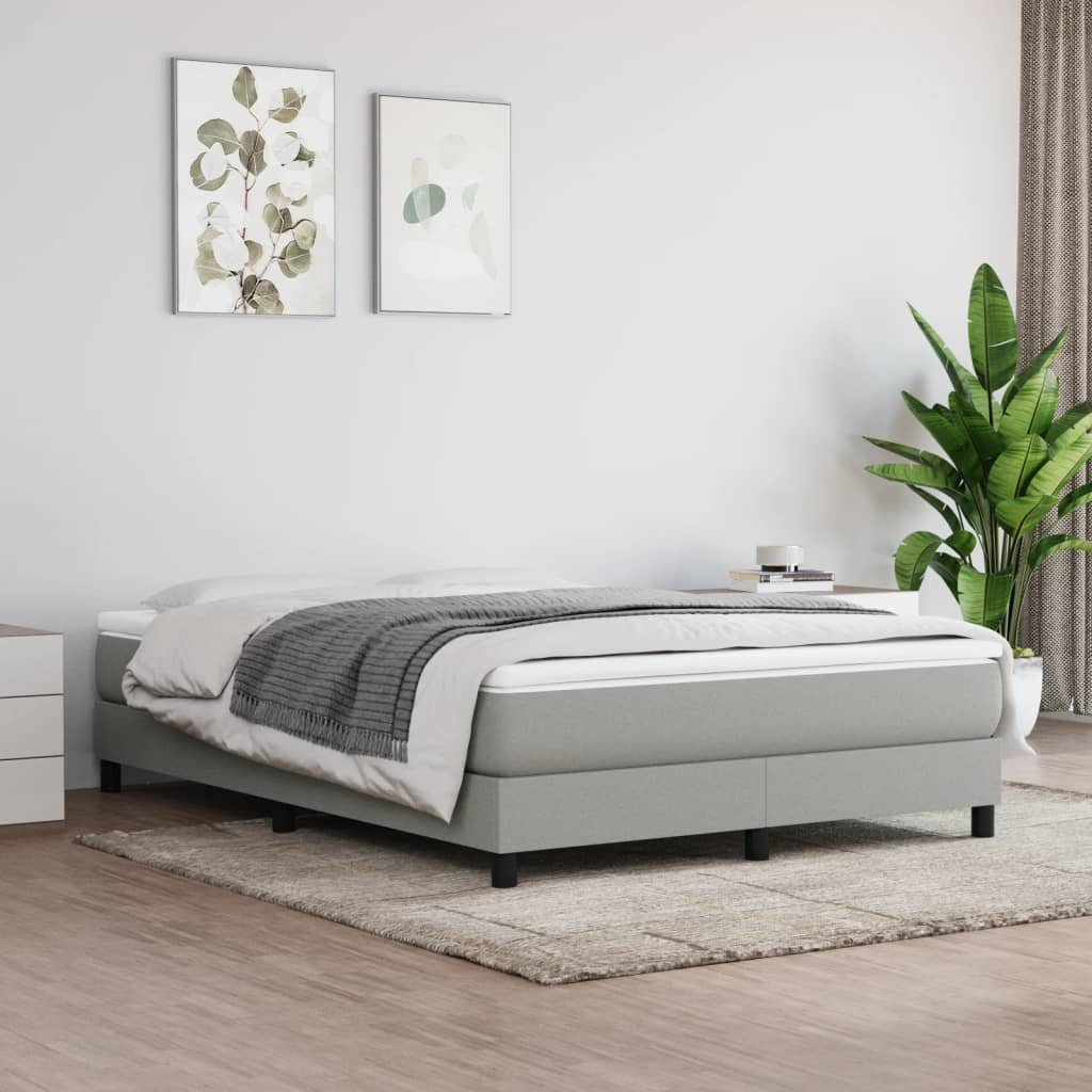 Box spring postel s matrací světle šedá 140 x 190 cm textil