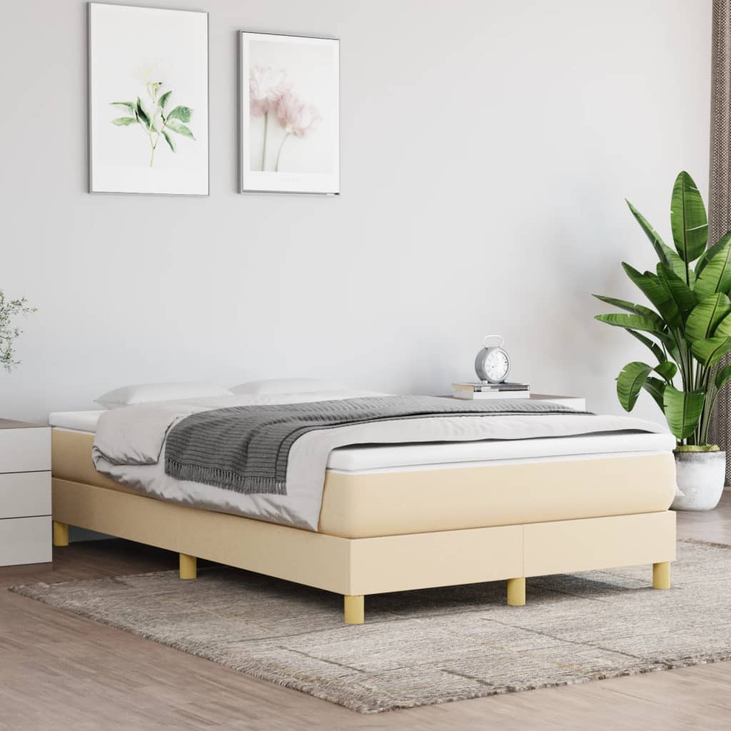 Box spring postel s matrací krémová 120x200 cm textil