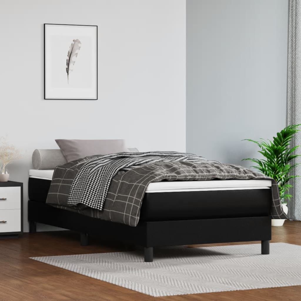 Box spring postel s matrací černá 80 x 200 cm umělá kůže