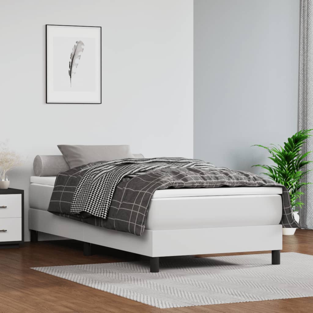 Box spring postel s matrací bílá 80 x 200 cm umělá kůže