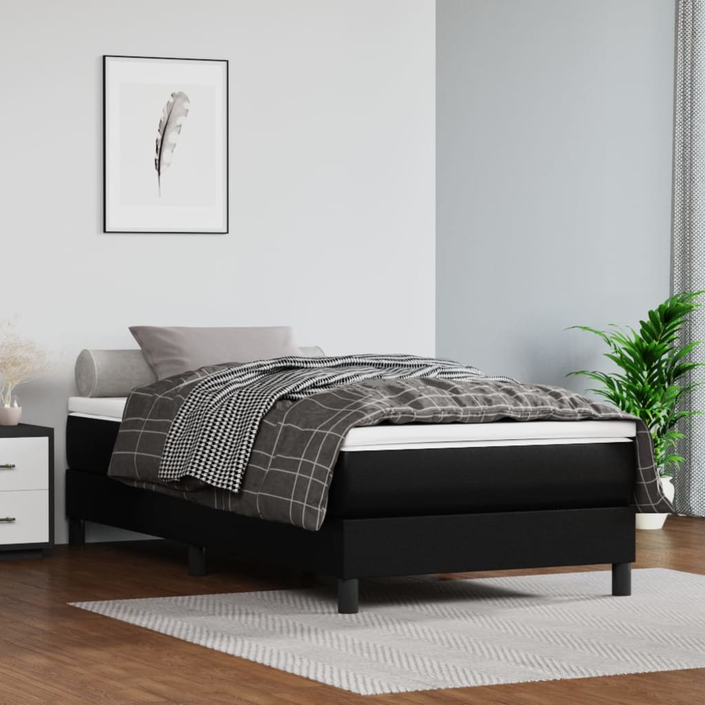 Box spring postel s matrací černá 90x190 cm umělá kůže