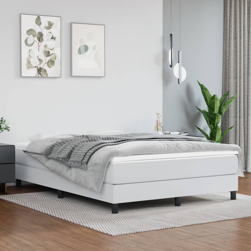 Box spring postel s matrací bílá 140x200 cm umělá kůže