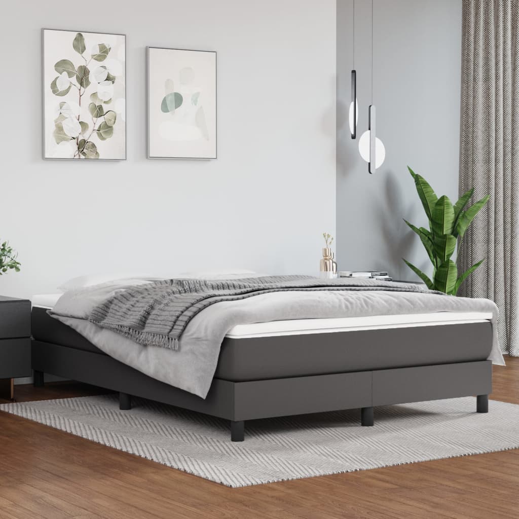 Box spring postel s matrací šedá 140x200 cm umělá kůže