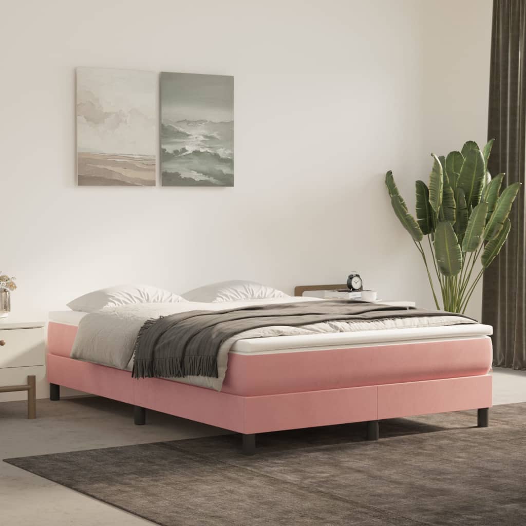 Box spring postel s matrací růžová 140x200 cm samet