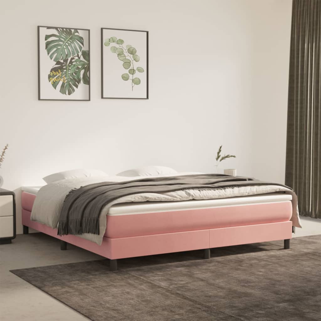 Box spring postel s matrací růžová 160x200 cm samet