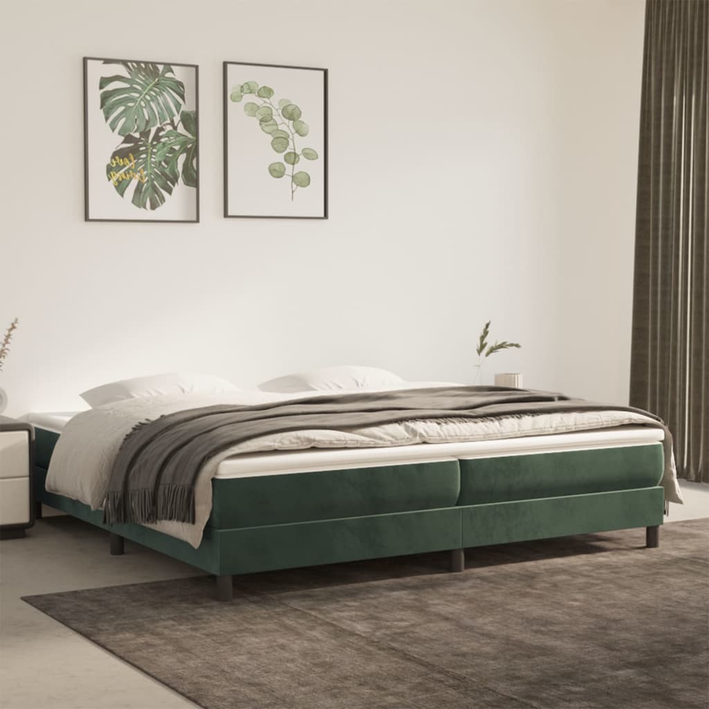 Box spring postel s matrací tmavě zelená 200x200 cm samet