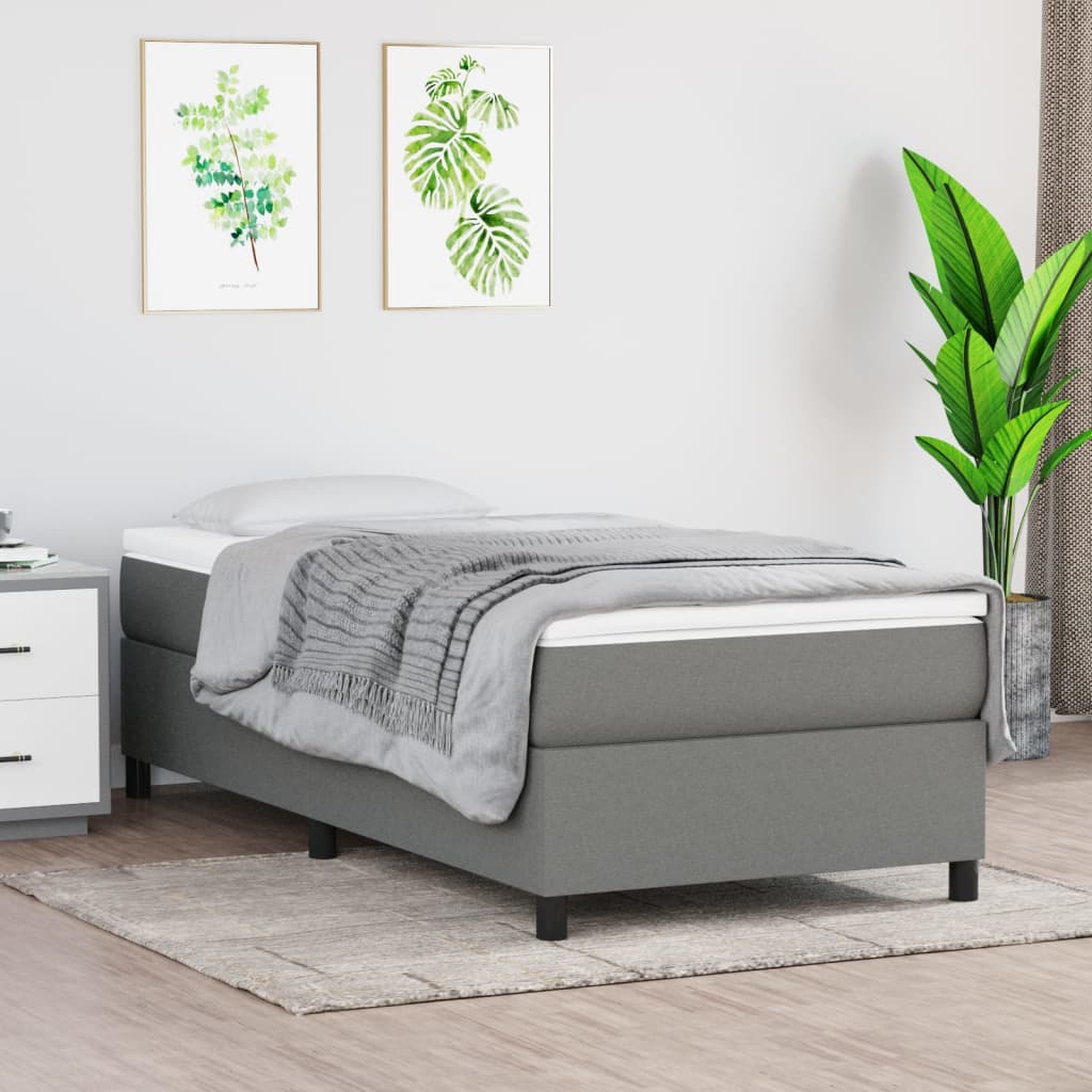 Box spring postel s matrací tmavě šedá 90x190 cm textil