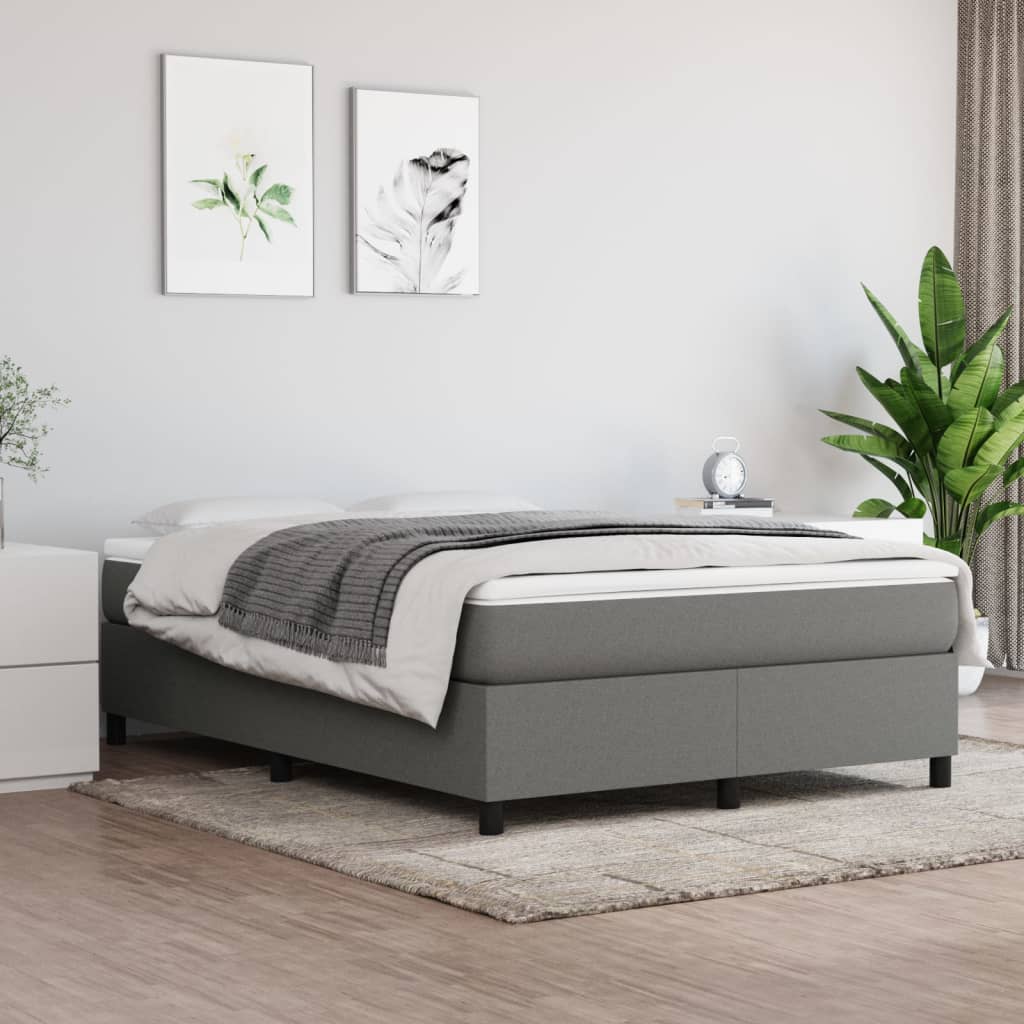 Box spring postel s matrací tmavě šedý 140 x 190 cm textil