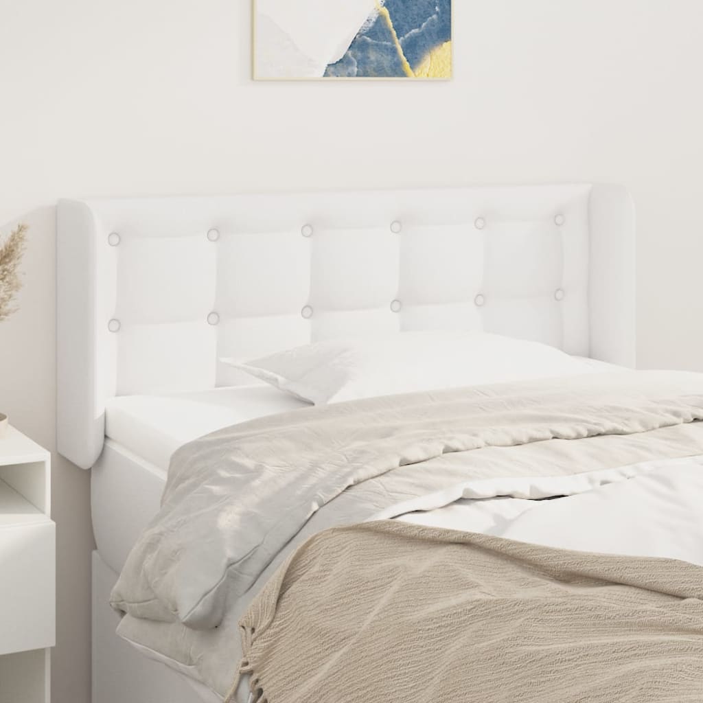 Čelo postele typu ušák bílá 83 x 16 x 78/88 cm umělá kůže