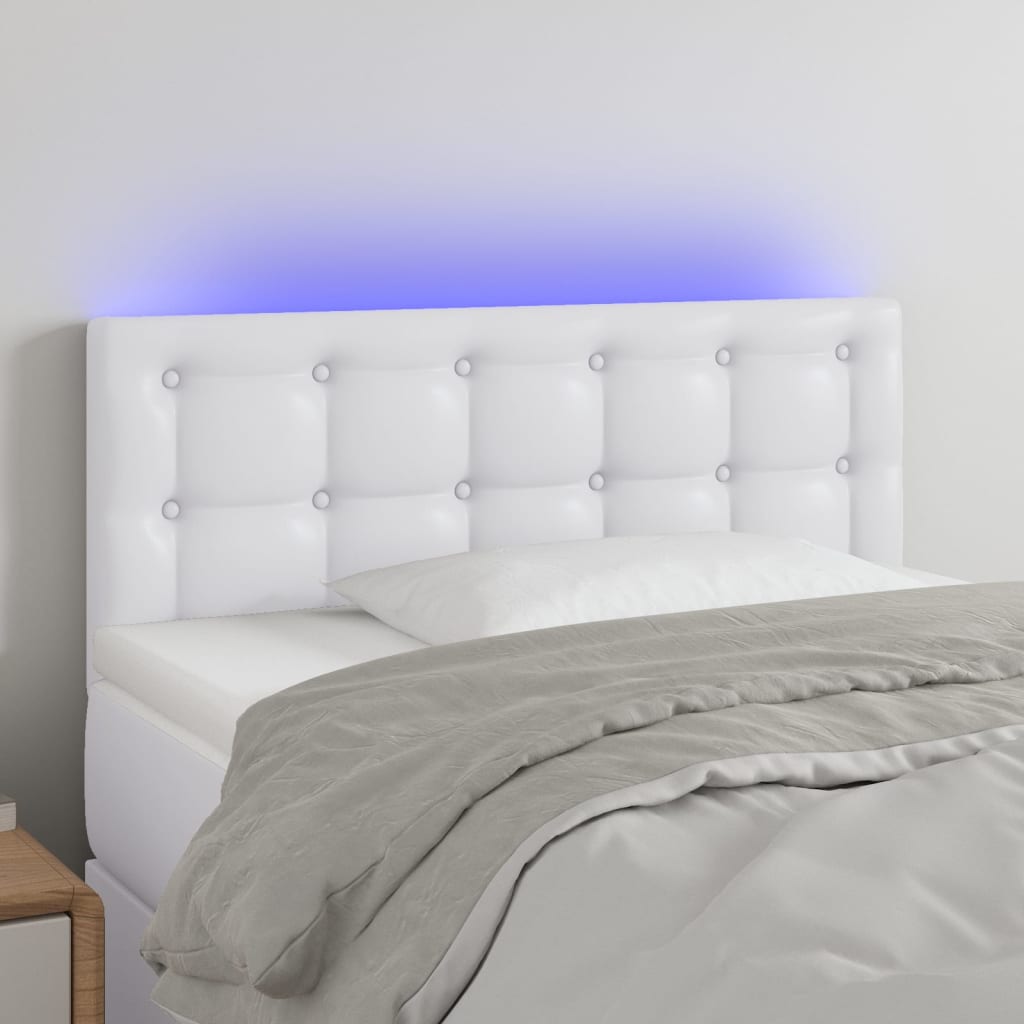 Čelo postele s LED bílé 90x5x78/88 cm umělá kůže
