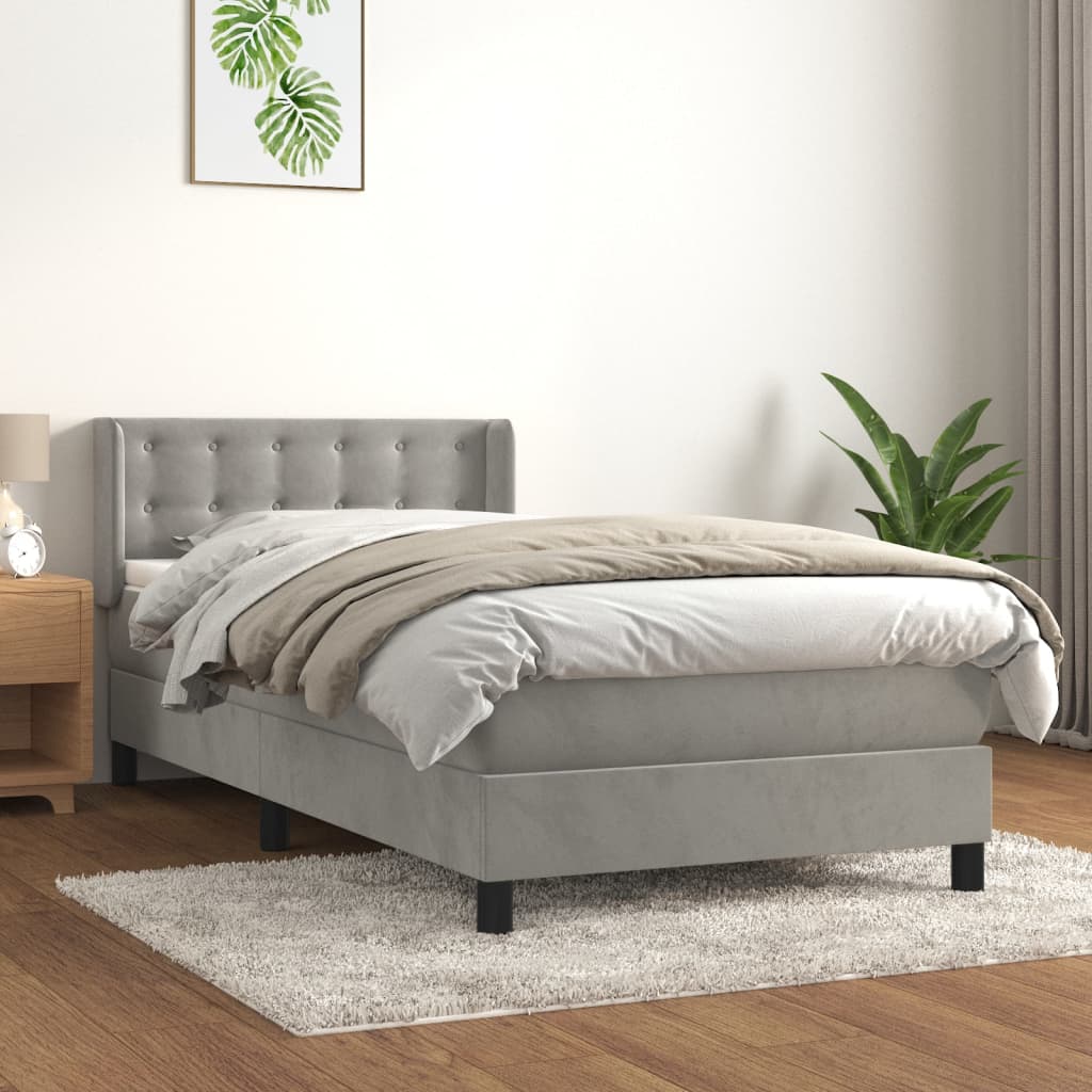 Box spring postel s matrací světle šedá 80 x 200 cm samet