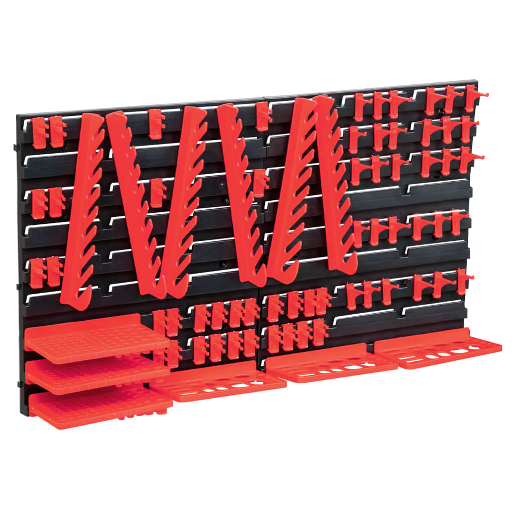 71dílná sada skladovacích zásobníků s panely červenočerná