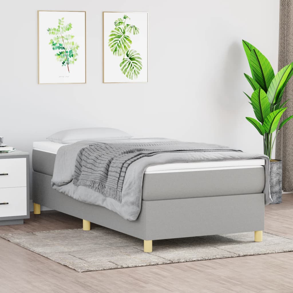 Box spring postel s matrací světle šedá 90x190 cm textil