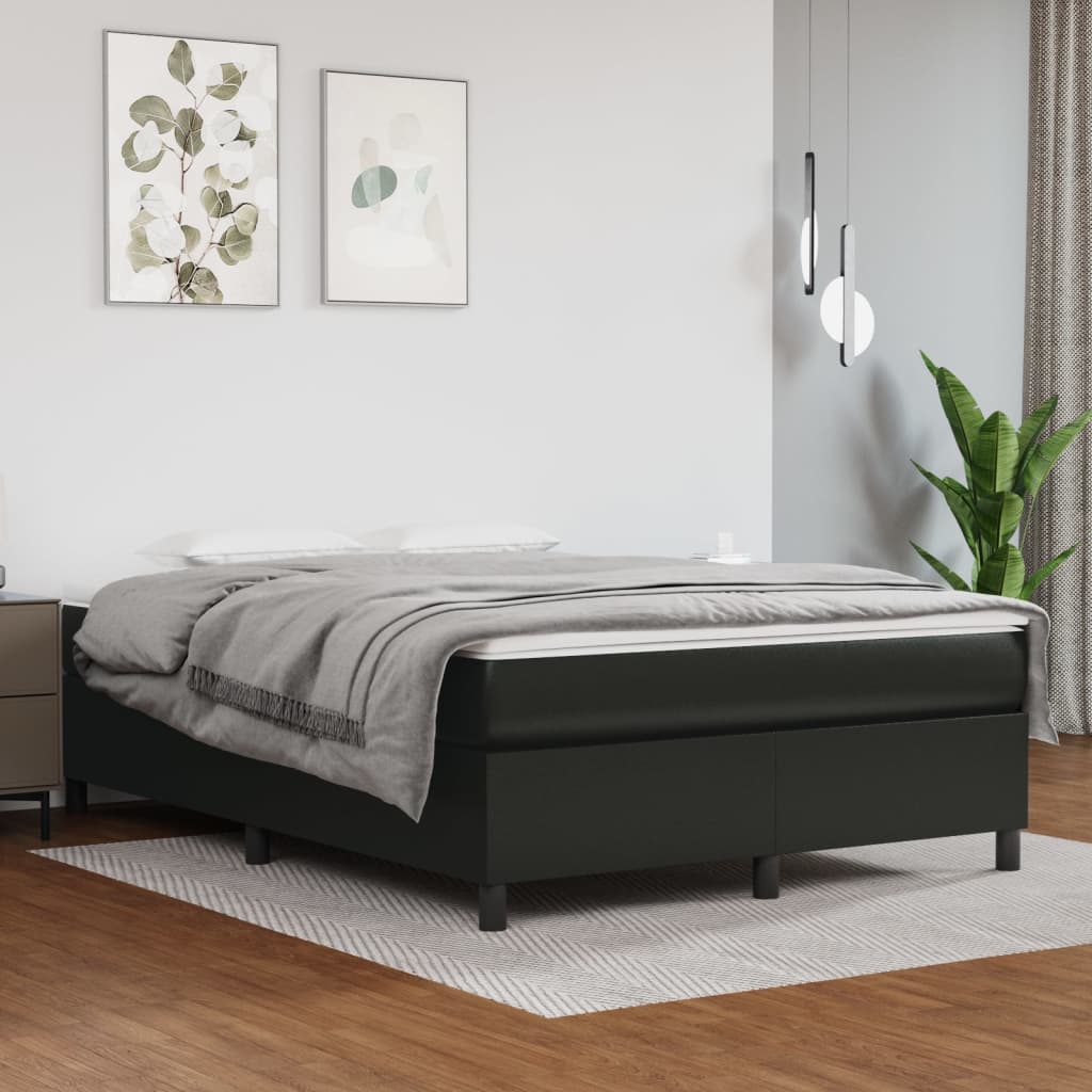 Box spring postel s matrací černá 140 x 190 cm umělá kůže