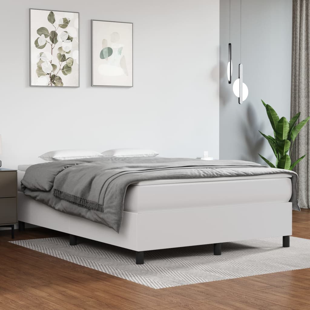 Box spring postel s matrací bílá 140x200 cm umělá kůže