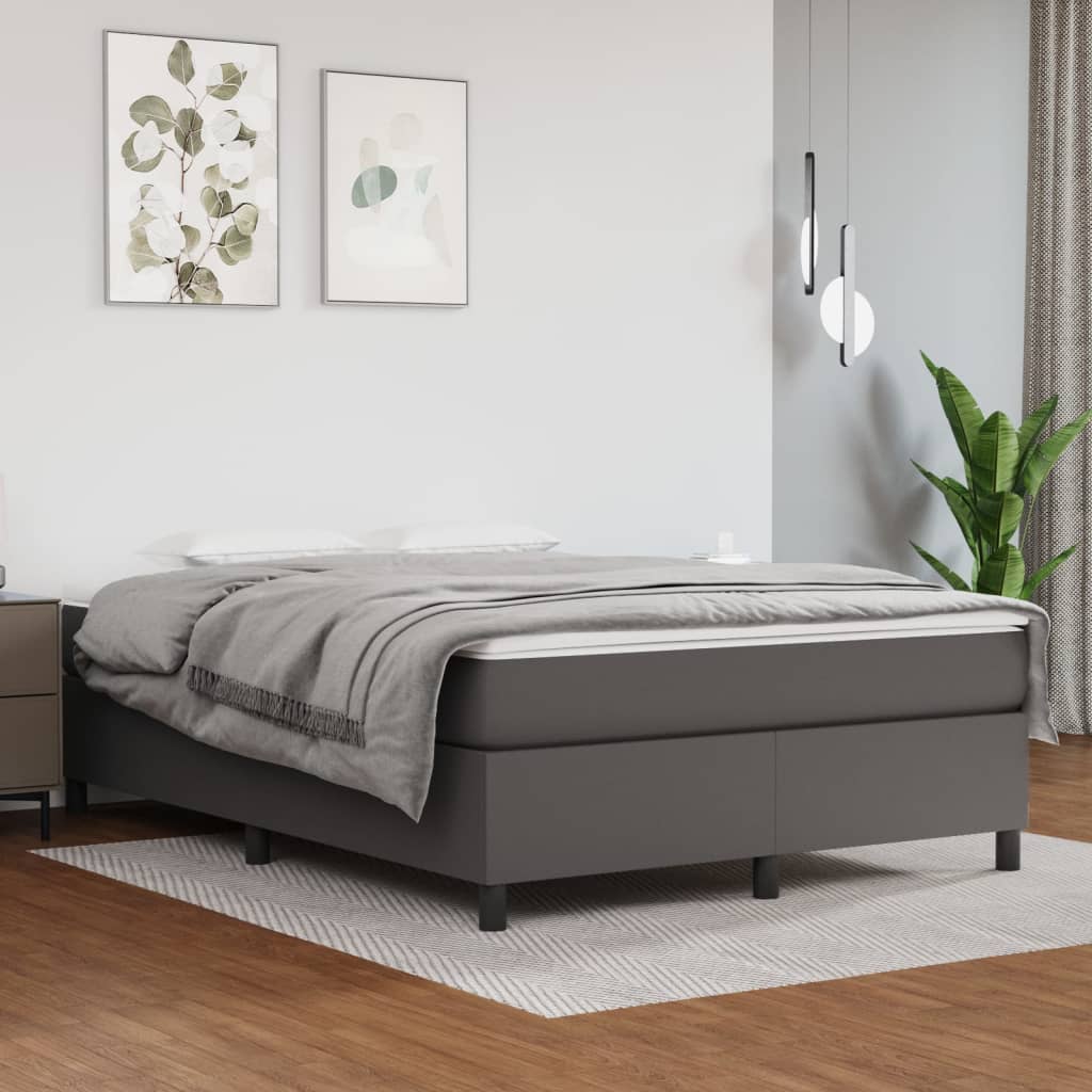 Box spring postel s matrací šedá 140x200 cm umělá kůže