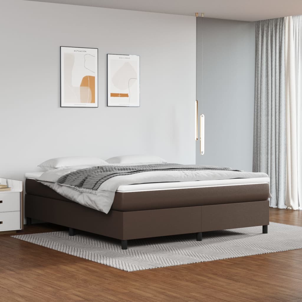 Box spring postel s matrací hnědá 160x200 cm umělá kůže