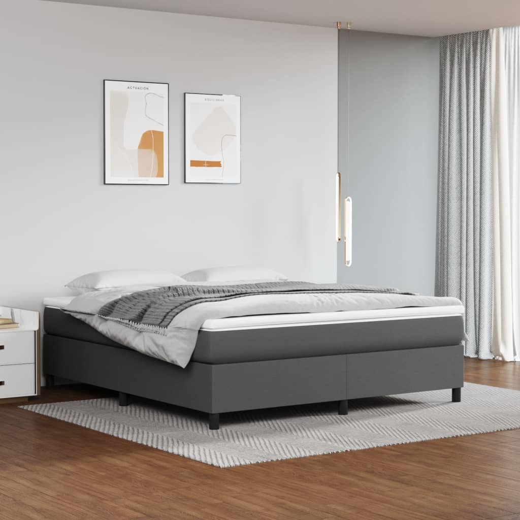 Box spring postel s matrací šedá 160x200 cm umělá kůže