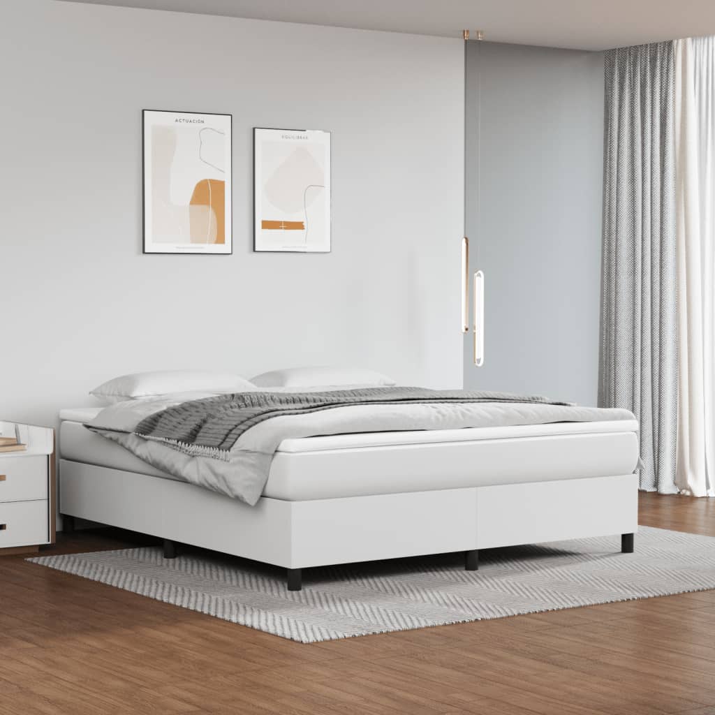 Box spring postel s matrací bílá 180x200 cm umělá kůže