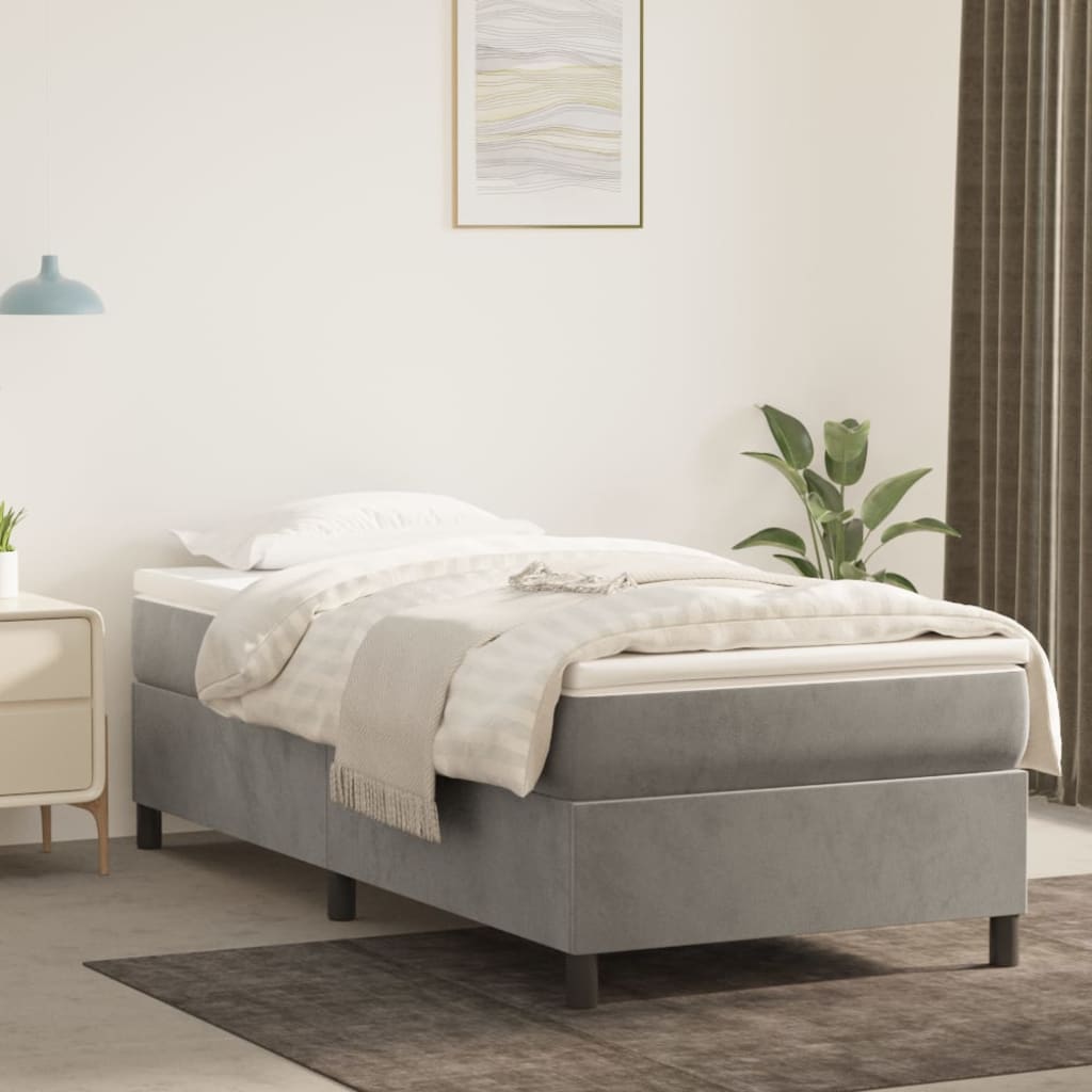 Box spring postel s matrací světle šedá 90x200 cm samet