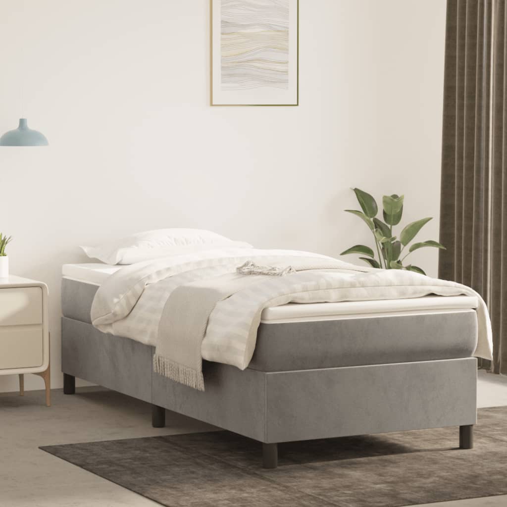 Box spring postel s matrací světle šedá 100x200 cm samet