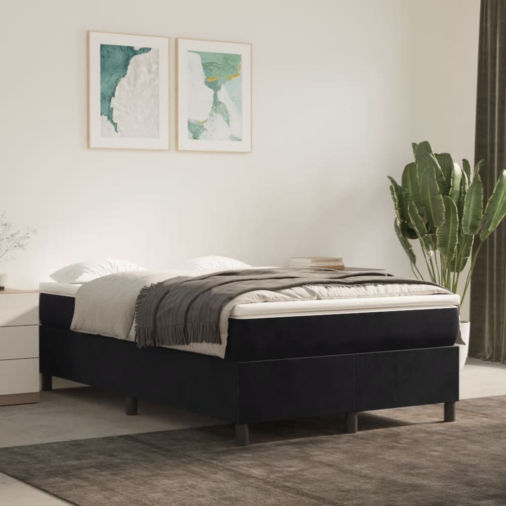 Box spring postel s matrací černá 120 x 200 cm samet