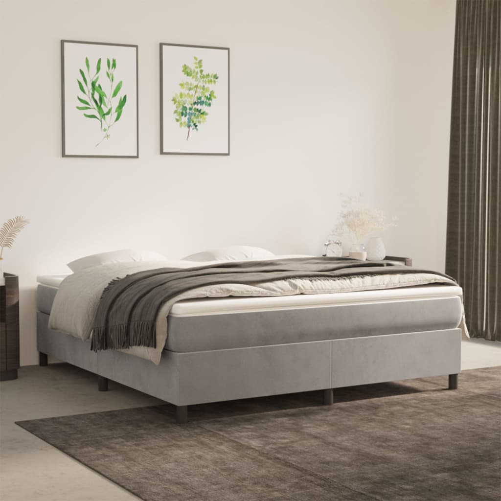 Box spring postel s matrací světle šedá 180x200 cm samet
