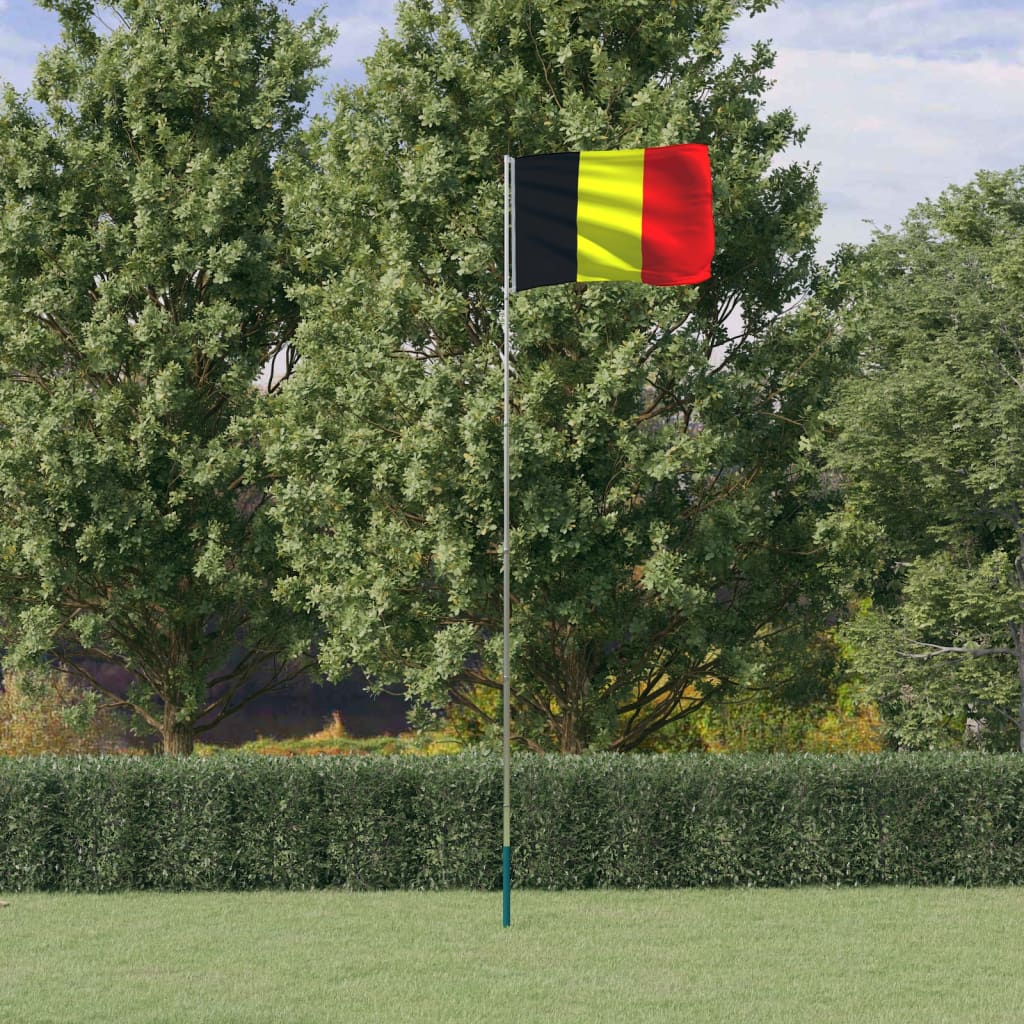 Vlajka Belgie a stožár 5,55 m hliník