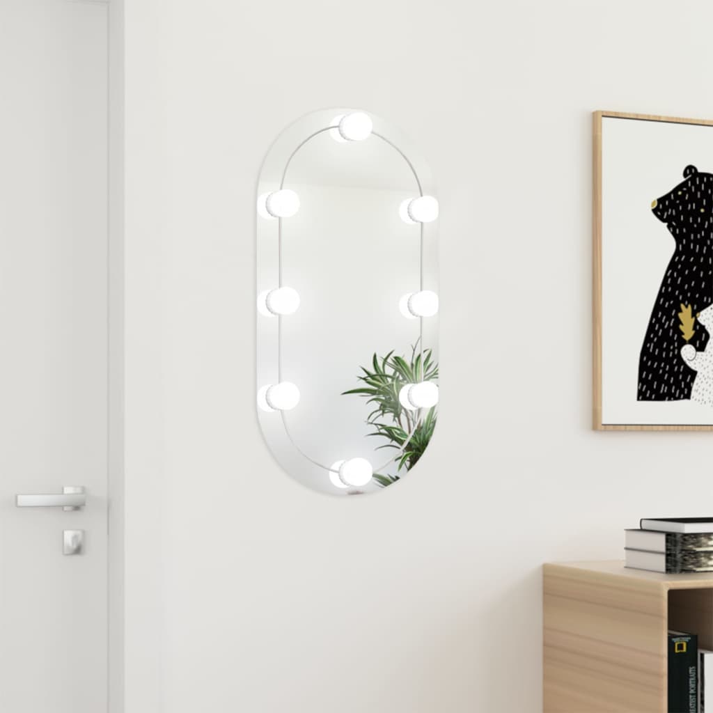 Zrcadlo s LED světly 80 x 40 cm sklo oválné