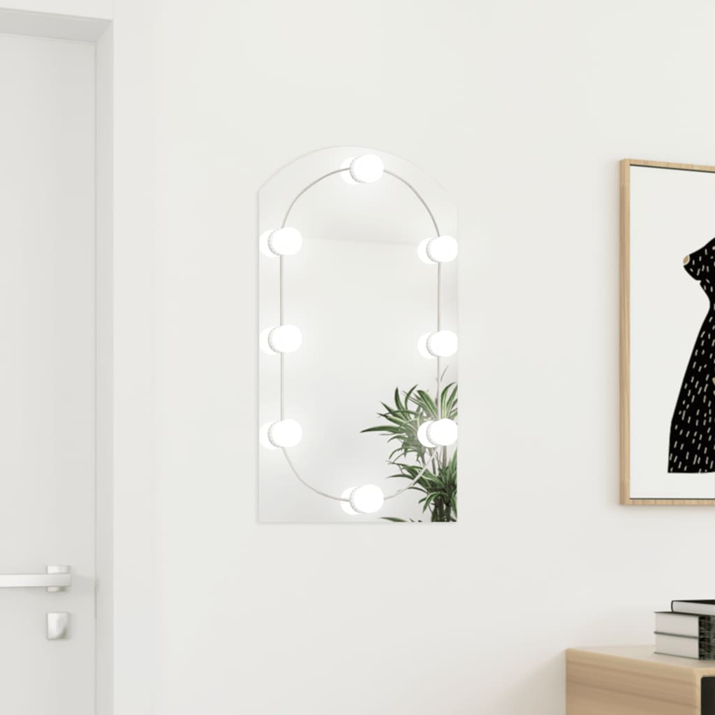 Zrcadlo s LED světly 70 x 40 cm sklo obloukové