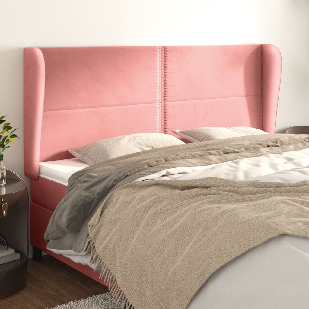 Čelo postele typu ušák růžová 183x23x118/128 cm samet