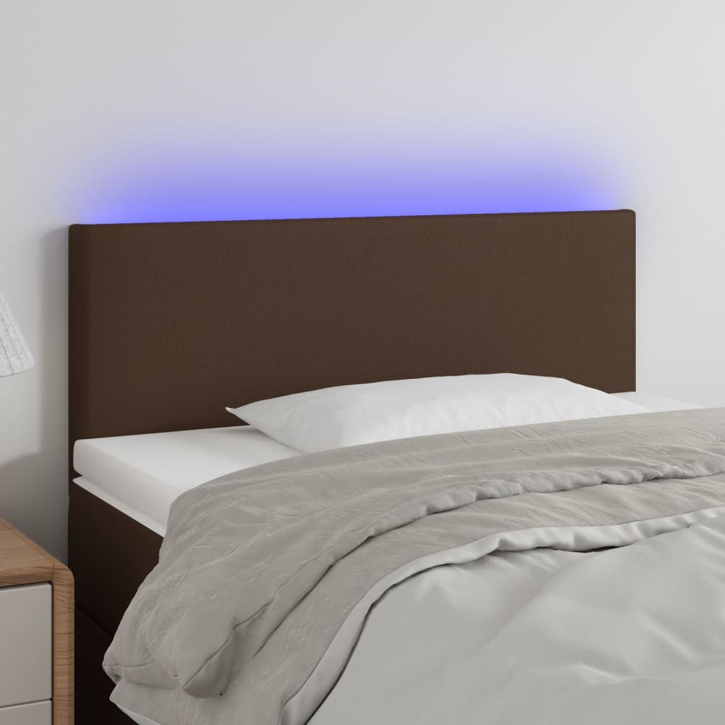Čelo postele s LED hnědé 80 x 5 x 78/88 cm umělá kůže