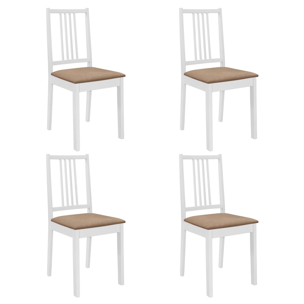Jídelní židle s poduškami 4 ks bílé masivní dřevo