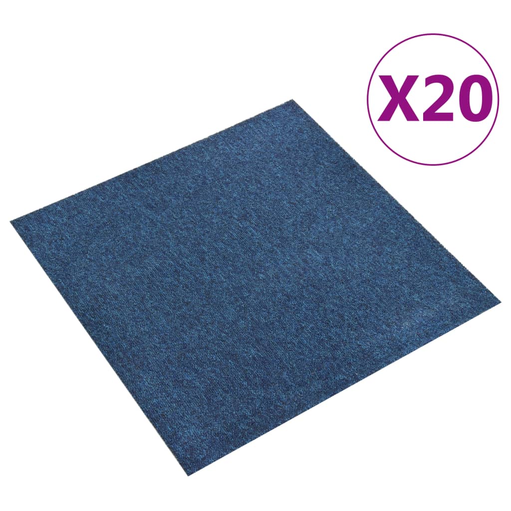 Kobercové podlahové dlaždice 20 ks 5 m² 50 x 50 cm tmavě modré