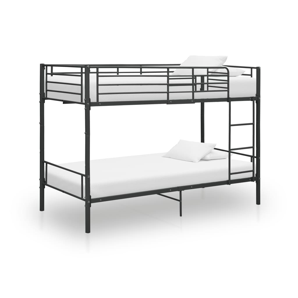 Poschoďová postel černá kov 90 x 200 cm