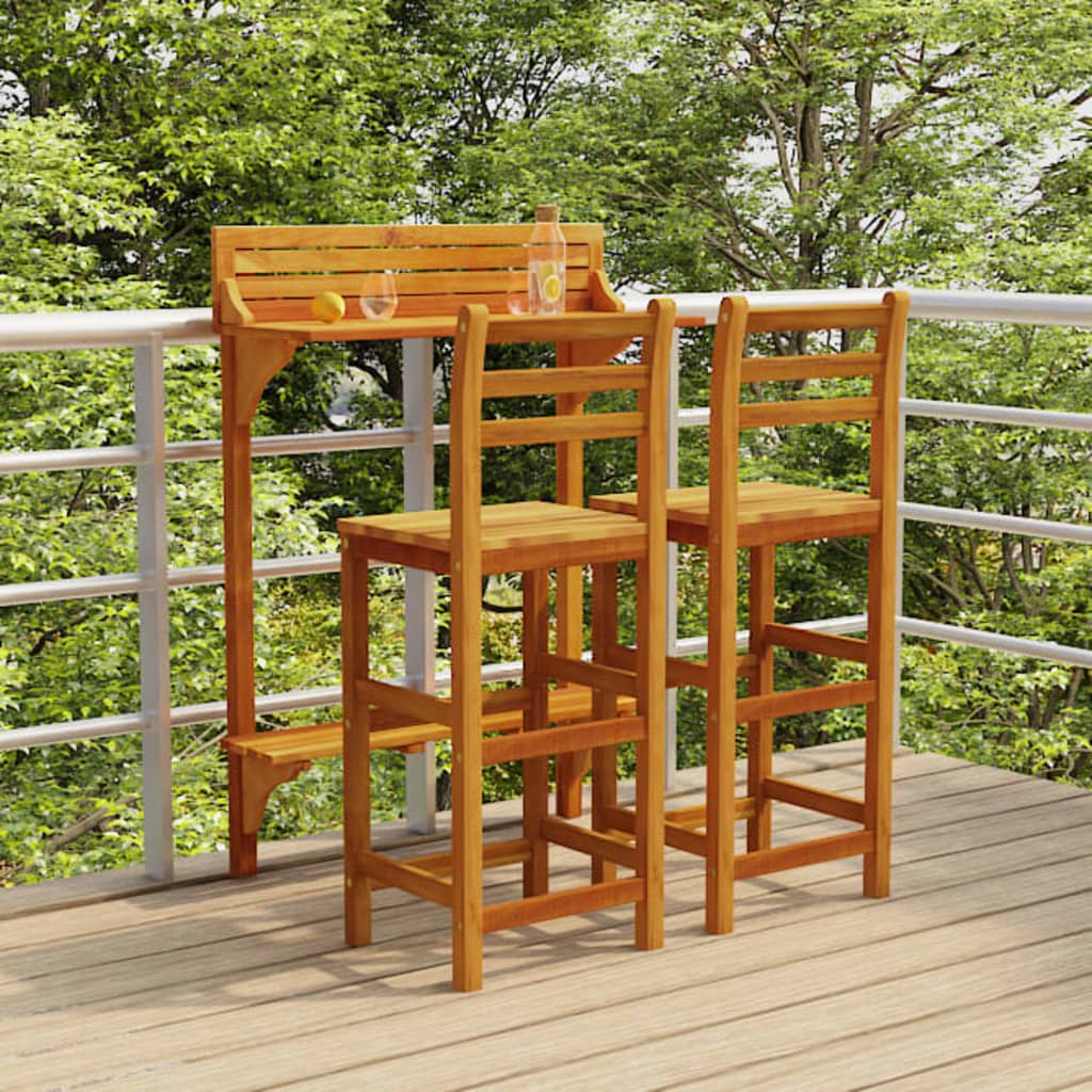 3dílný balkonový barový set masivní akáciové dřevo