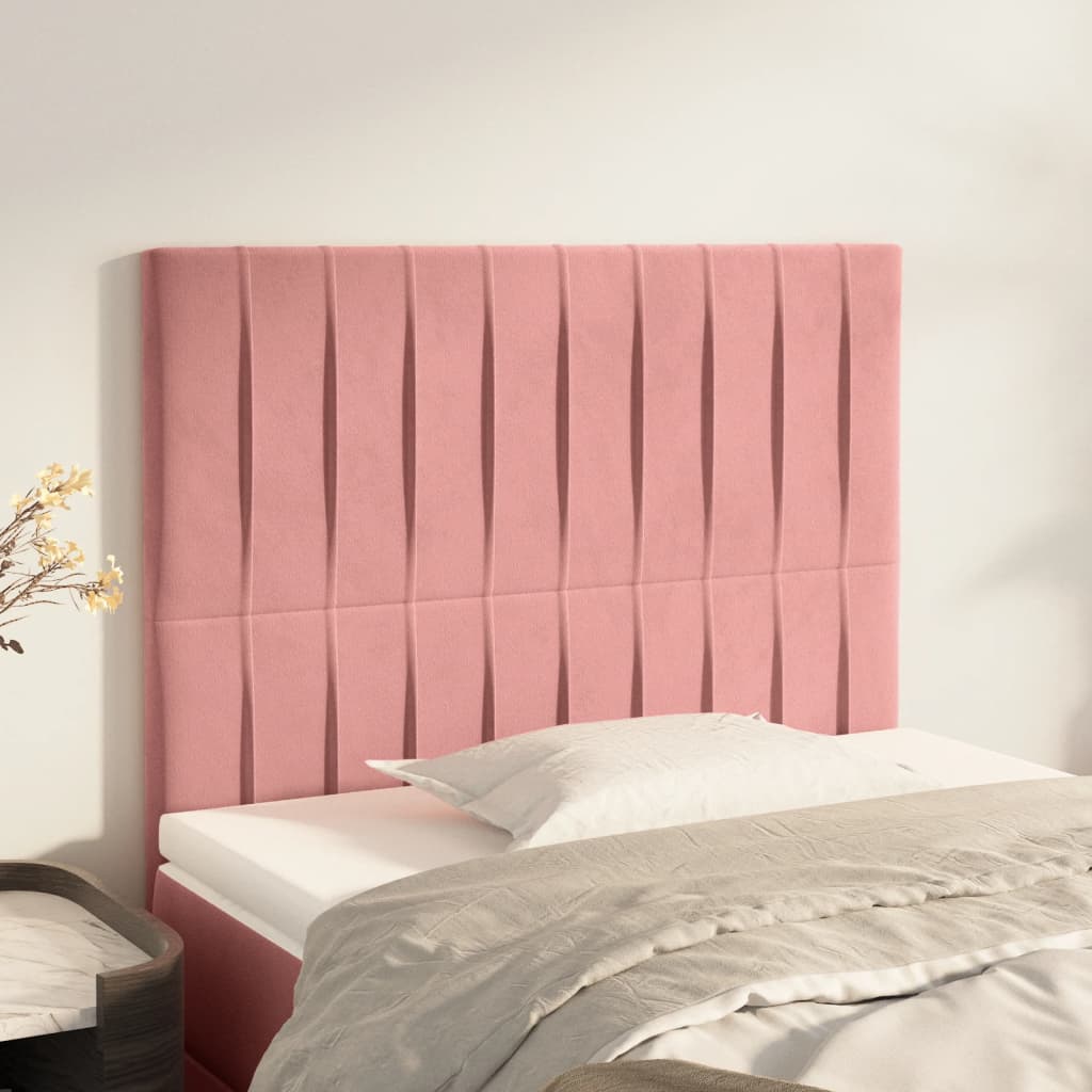 Čelo postele 2 ks růžové 100x5x78/88 cm samet