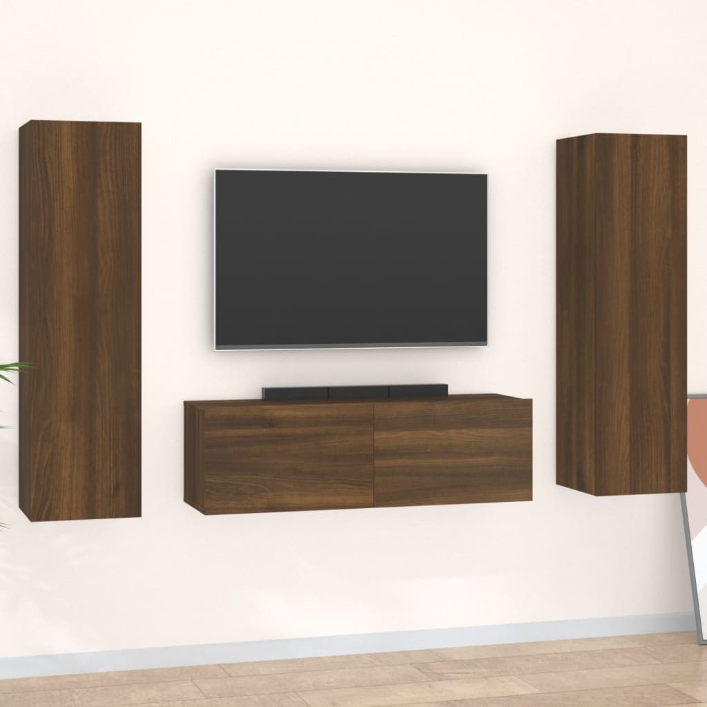 3dílný set TV skříněk hnědý dub kompozitní dřevo