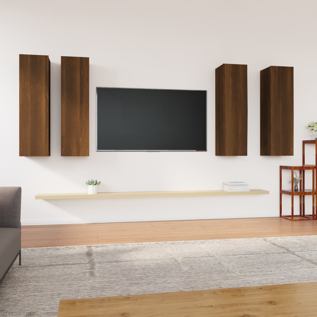 TV skříňky 4 ks hnědý dub 30,5 x 30 x 110 cm kompozitní dřevo
