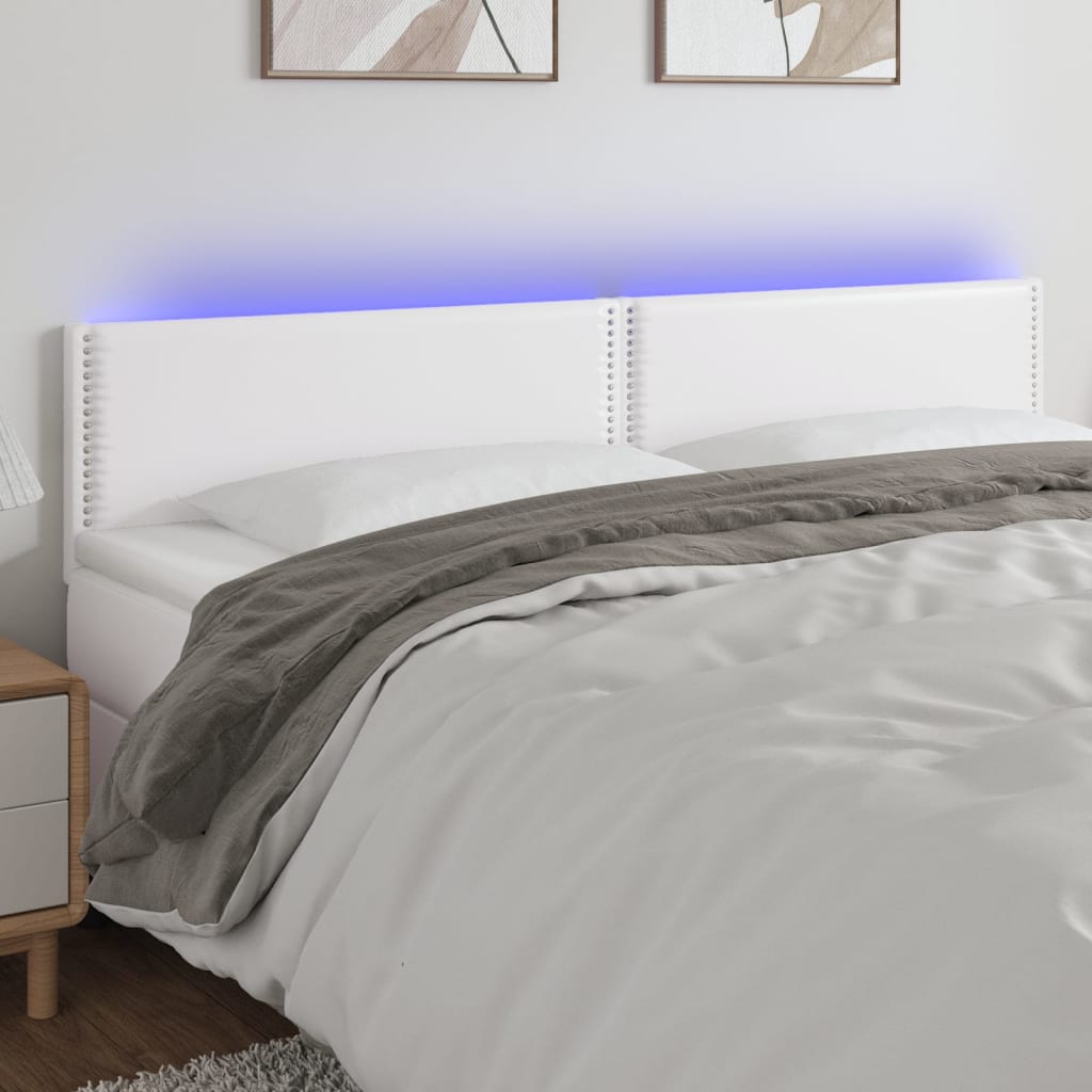 Čelo postele s LED bílé 200x5x78/88 cm umělá kůže