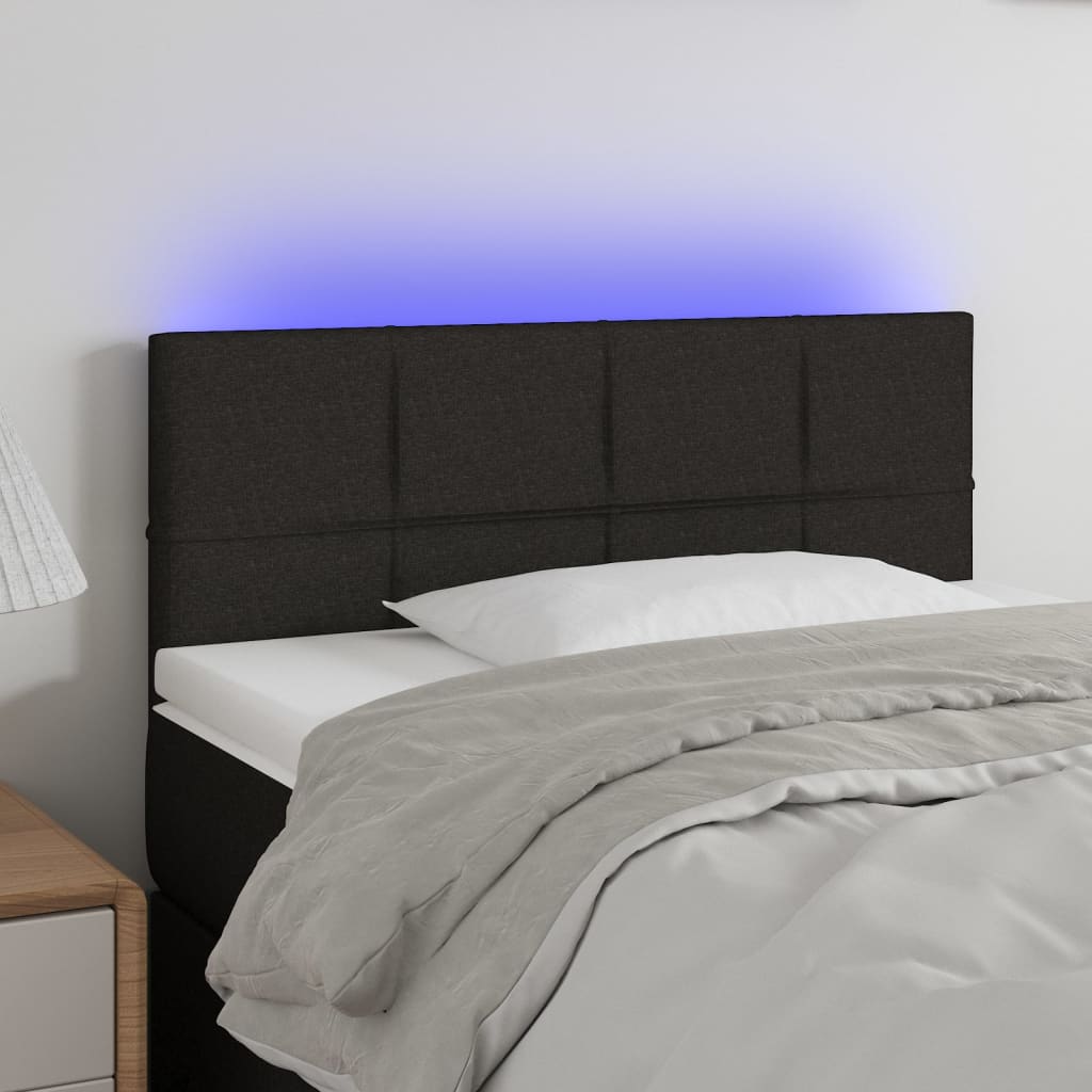 Čelo postele s LED černé 80 x 5 x 78/88 cm textil