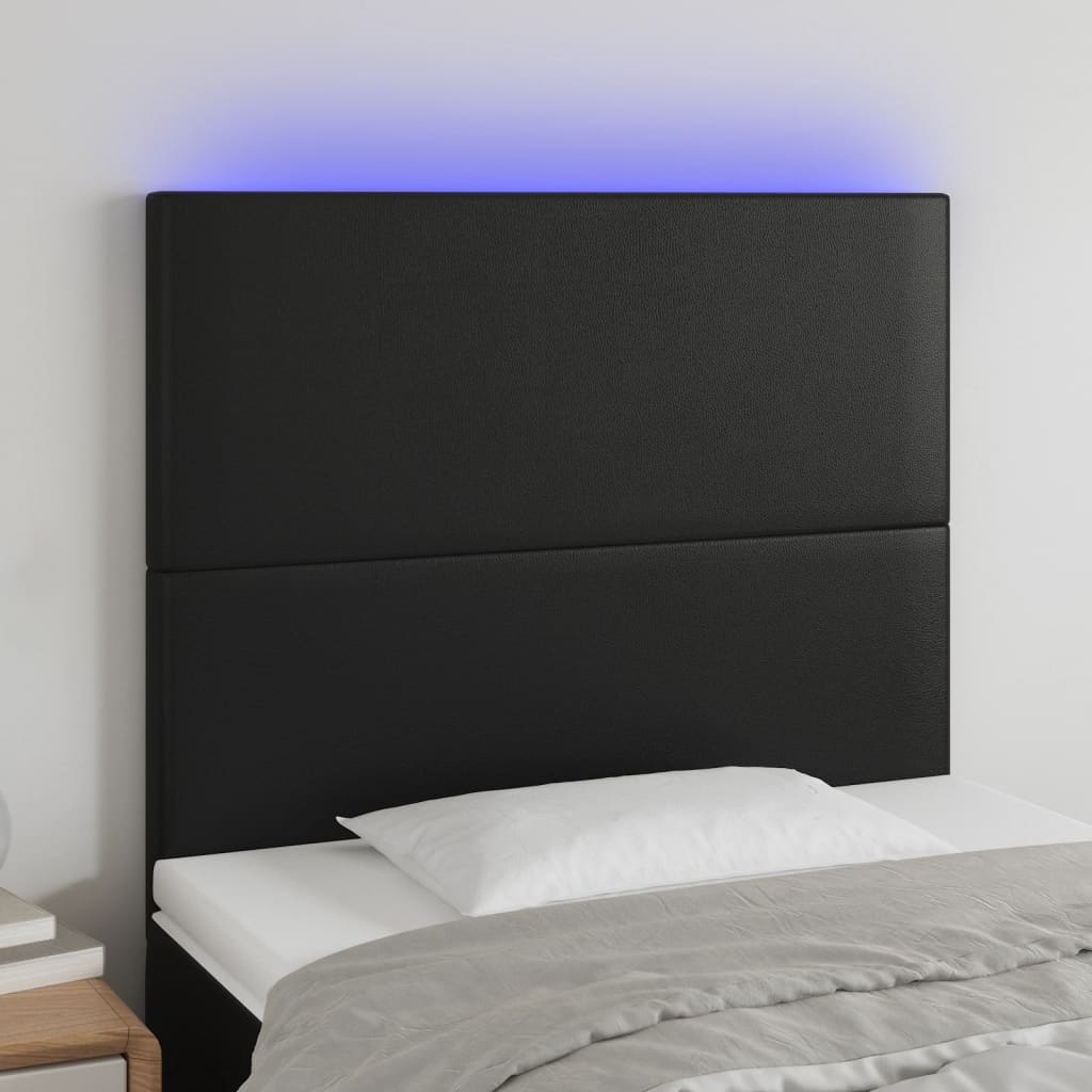 Čelo postele s LED černé 100x5x118/128 cm umělá kůže