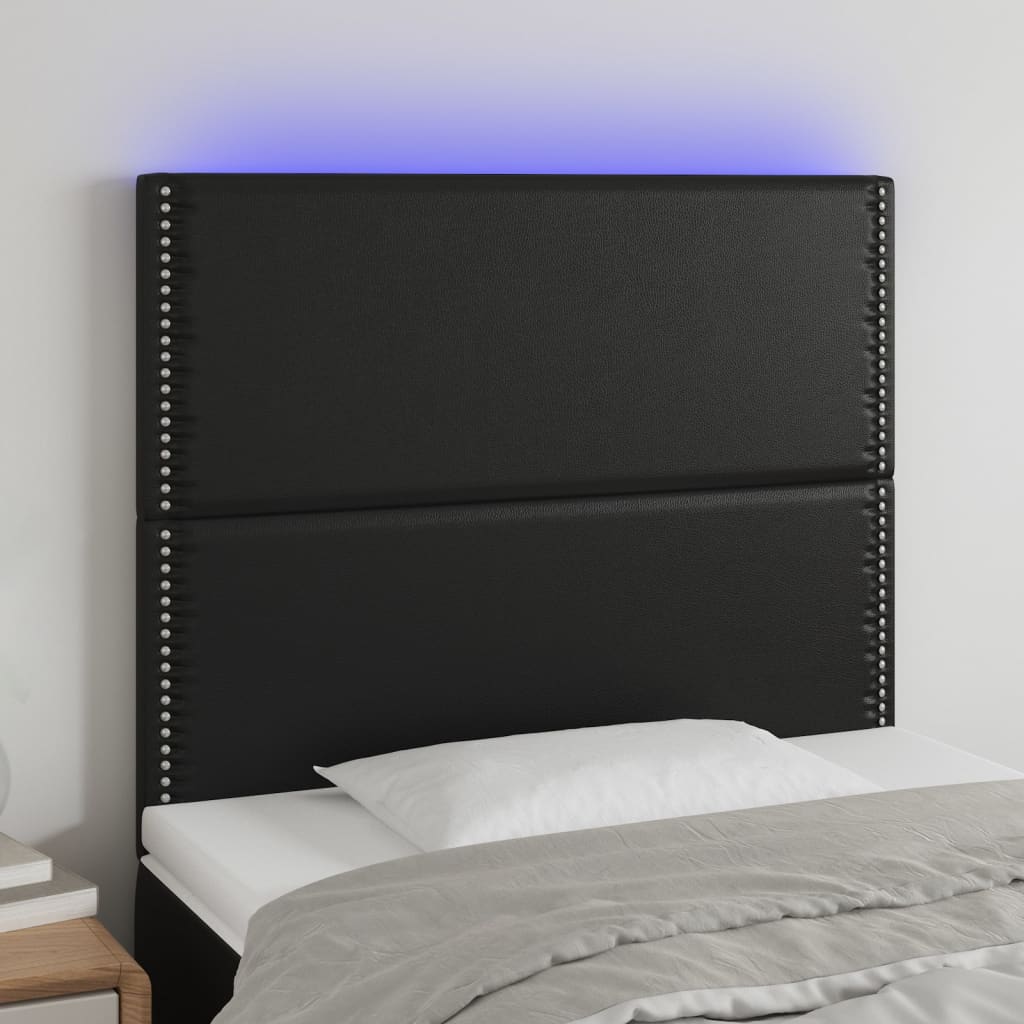 Čelo postele s LED černé 90x5x118/128 cm umělá kůže