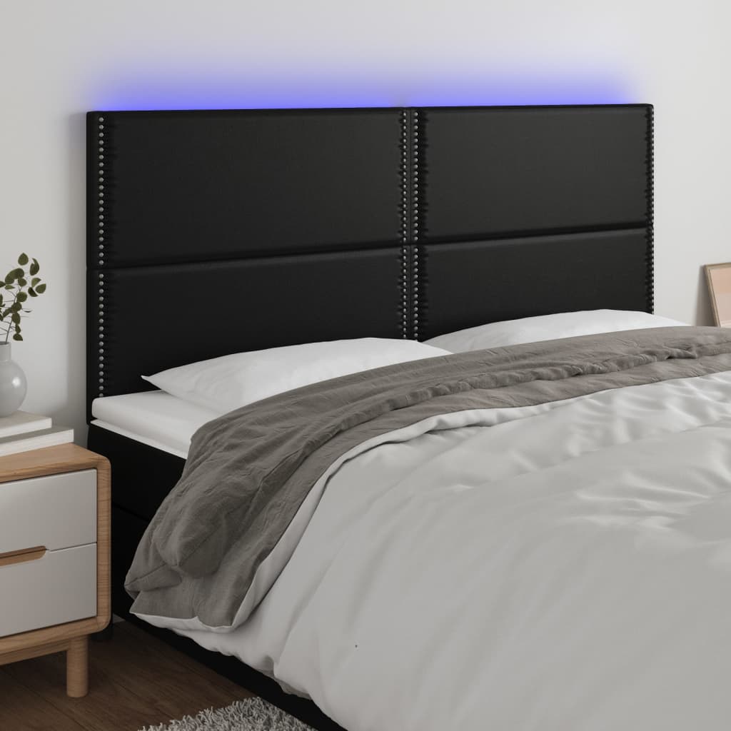 Čelo postele s LED černé 180x5x118/128 cm umělá kůže